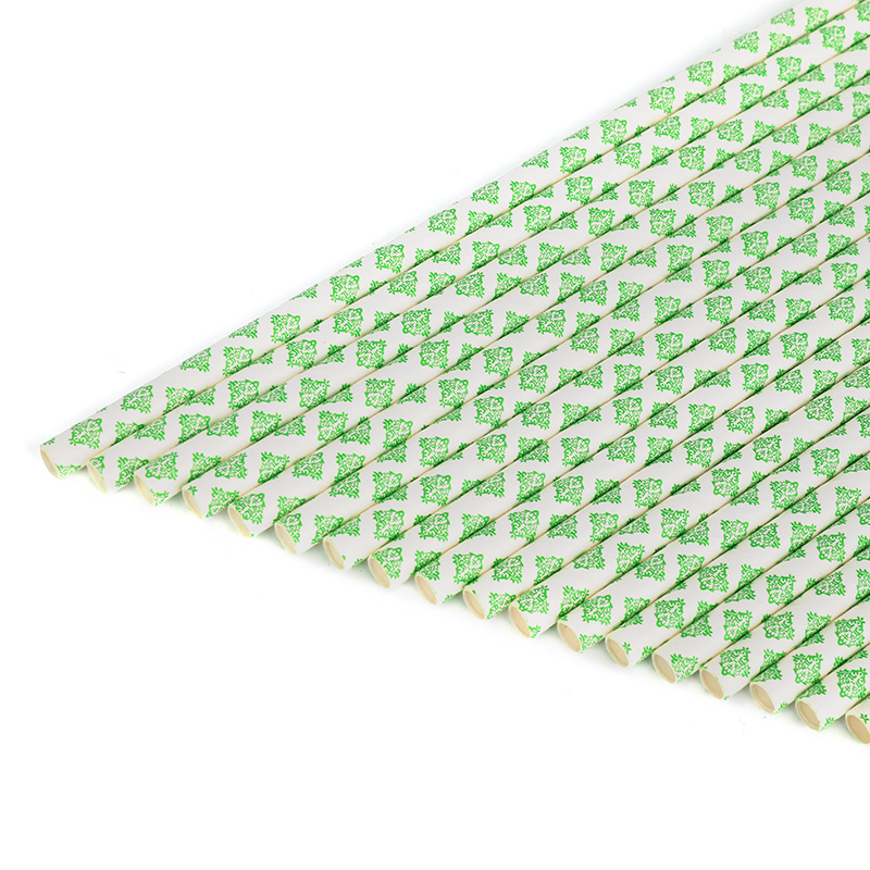 100Pcs Boxed Green Square Disposable Eco-Friendly Straight Paper Straws