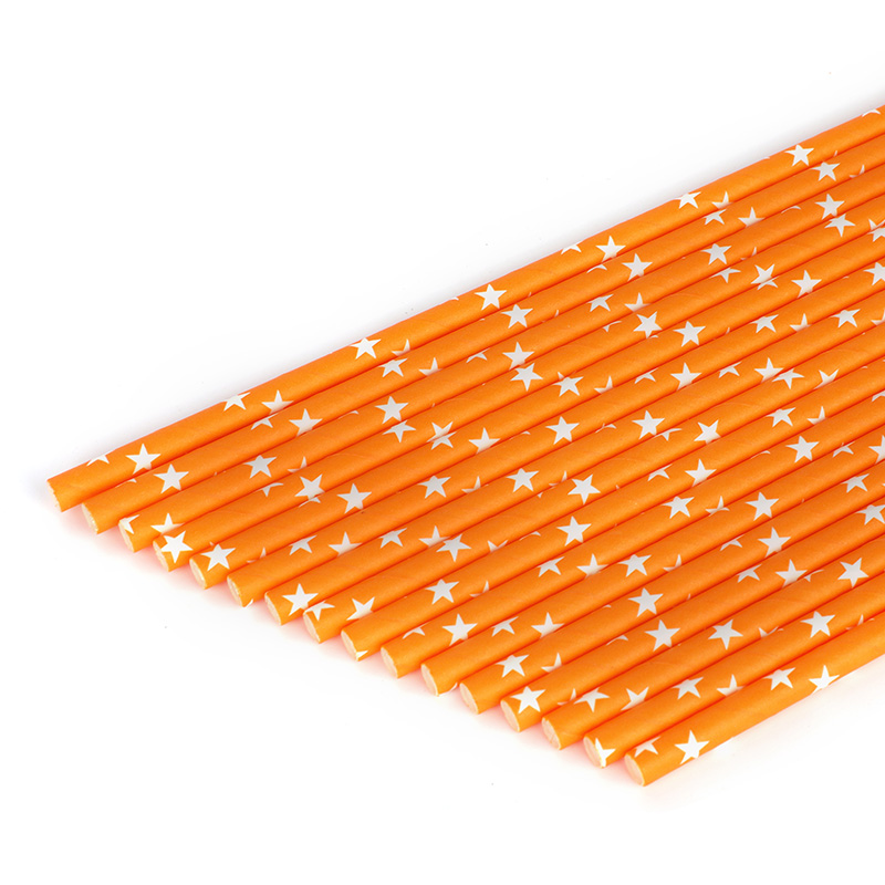 Orange Star Moon Disposable Eco-Friendly Straight Paper Straws