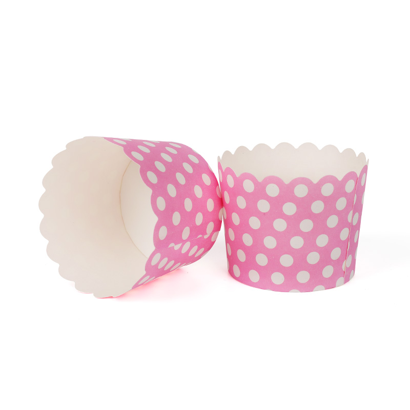 Pink Dot Style PE Coated Baking Paper Cupcake Liners