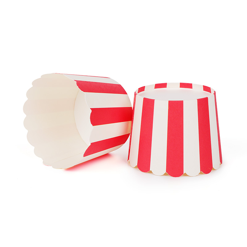 Red Stripe PE Coated Baking Paper Cupcake Liners