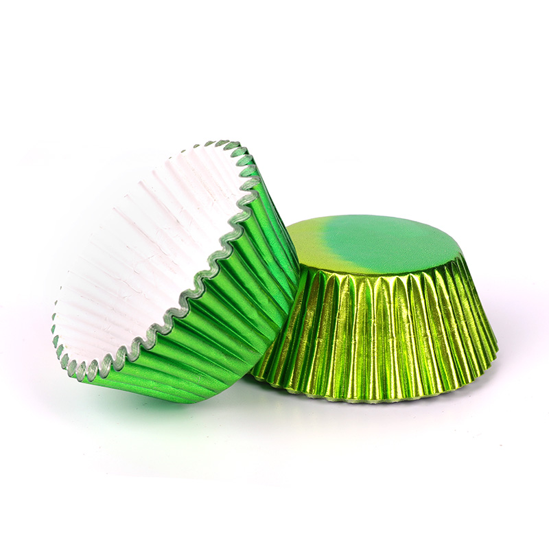 Green Aluminum Foil Baking Paper Cupcake Liners