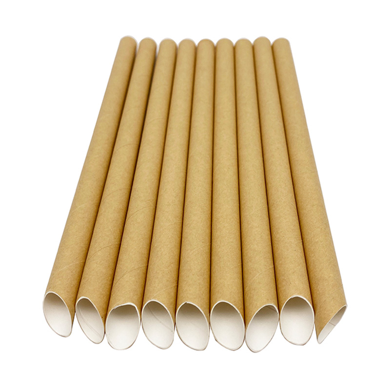 Large Diameter Kraft Milk Tea Disposable Eco-Friendly Pointed Paper Straws