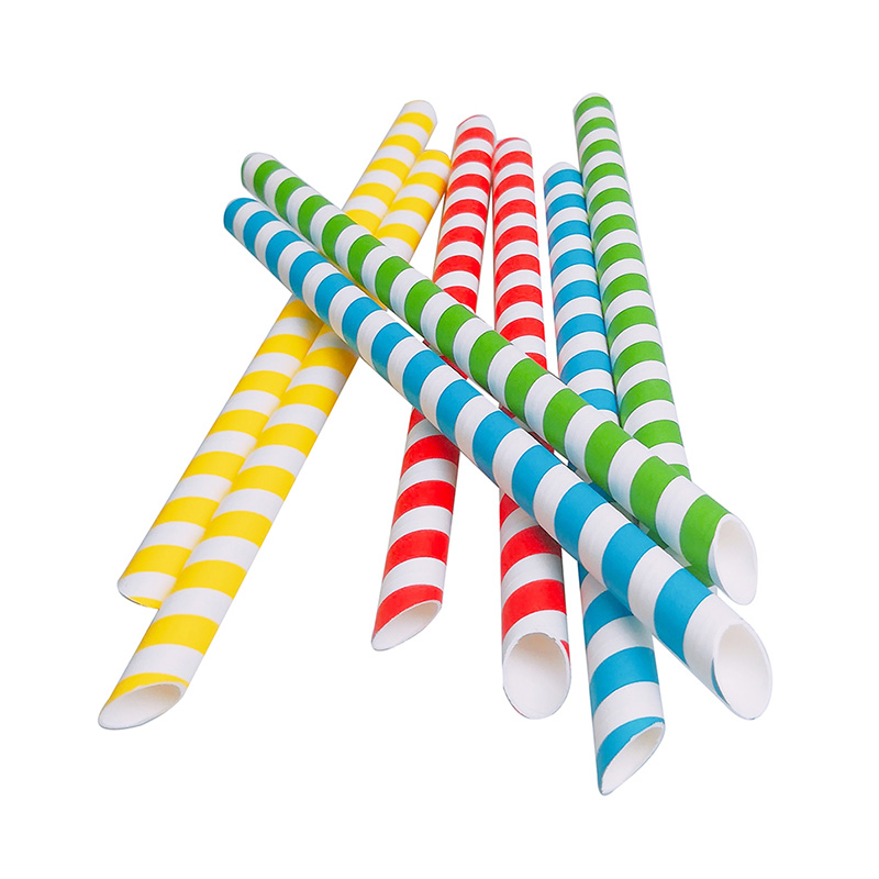 Solid Color Striped Disposable Eco-Friendly Pointed Paper Straws