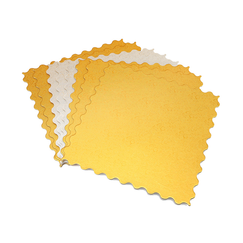 Square Wavy Edge Thickened Gold And Silver Disposable Cake Boards