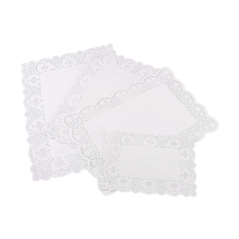 White Rectangular Lace Disposable Paper Doilies