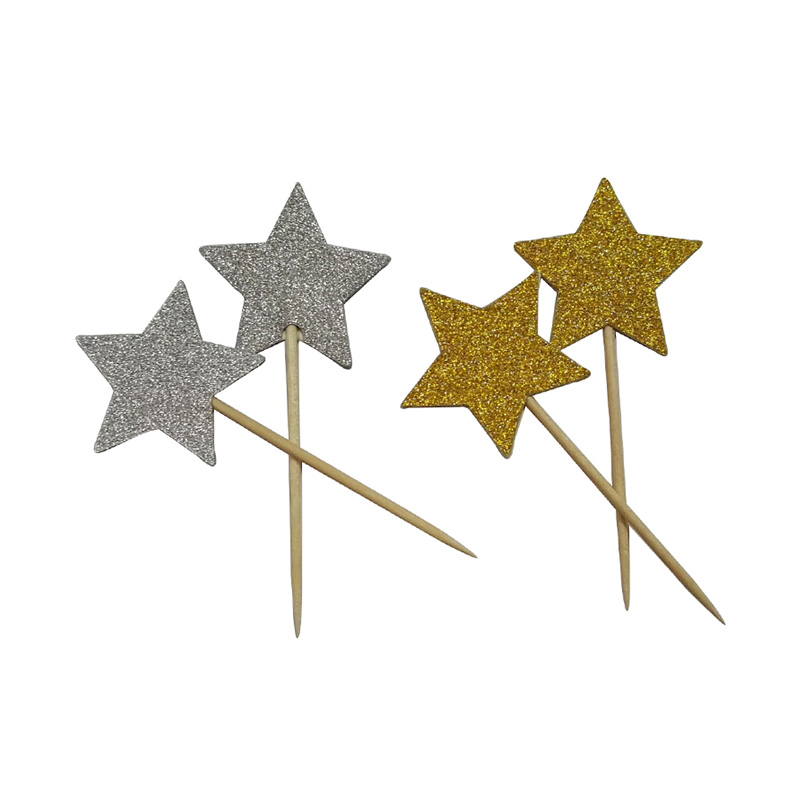 Glitter Star Toothpick Cupcake Toppers Cake Decoration