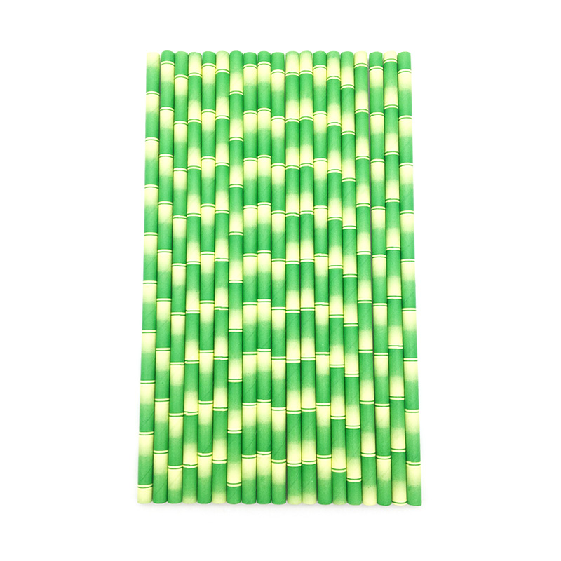 Green/Yellow Bamboo Disposable Eco-Friendly Straight Paper Straws