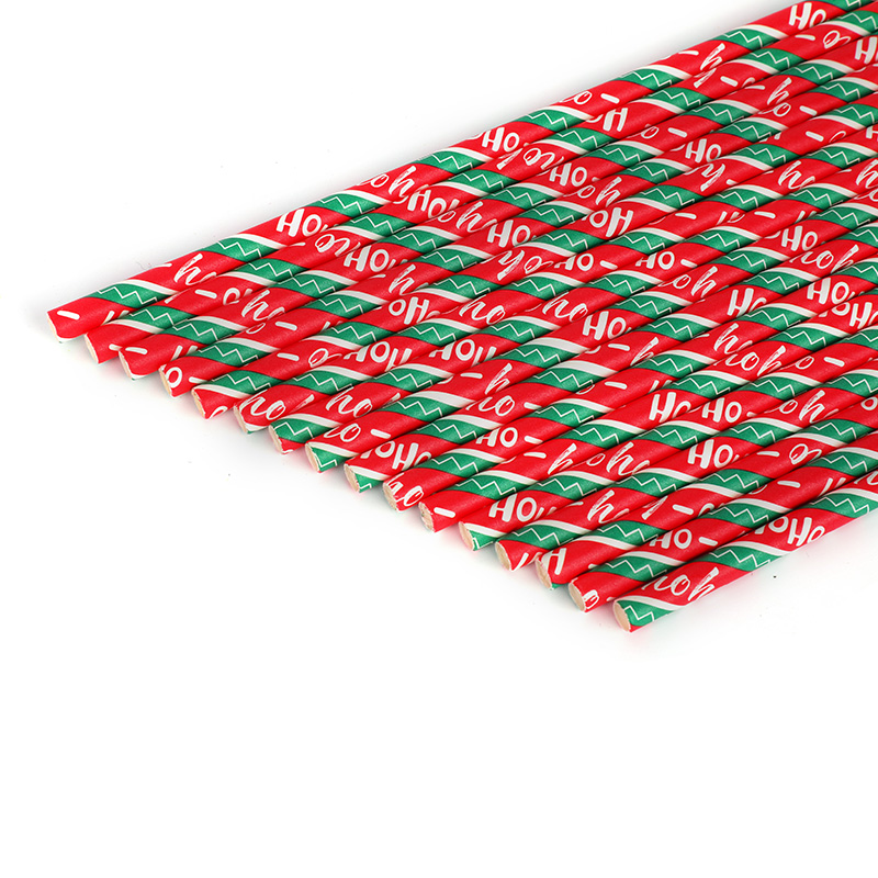 Christmas Disposable Eco-Friendly Straight Paper Straws