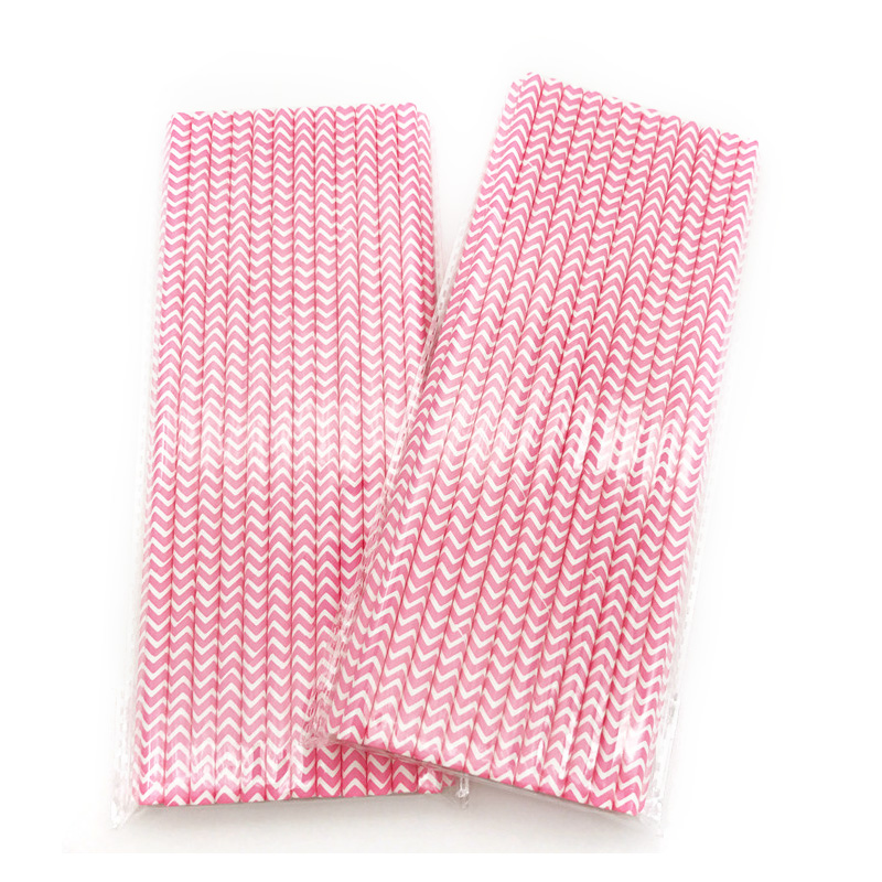 Various Colors Chevron Disposable Eco-Friendly Straight Paper Straws