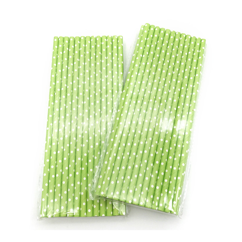 Multicolor Dot Disposable Eco-Friendly Straight Paper Straws