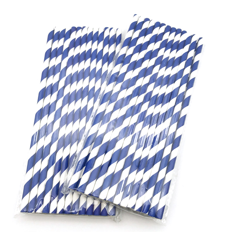 Multicolor Stripes Disposable Eco-Friendly Straight Paper Straws